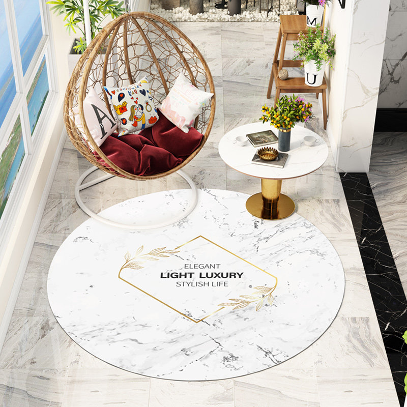 阳台摇篮椅吊椅垫子防滑防水免洗北欧圆形地毯卧室书房电脑椅地垫