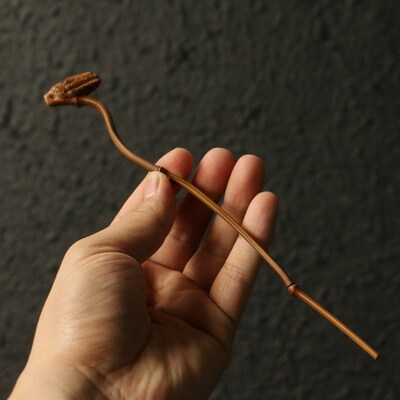 【佛手】几十年老竹枝纯手工精工雕刻浮雕茶道茶针茶拨发簪竹雕