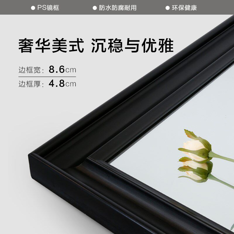 伯仑黑色老钱风全身镜家用奢华穿衣镜壁挂靠墙服装店美式风大镜子