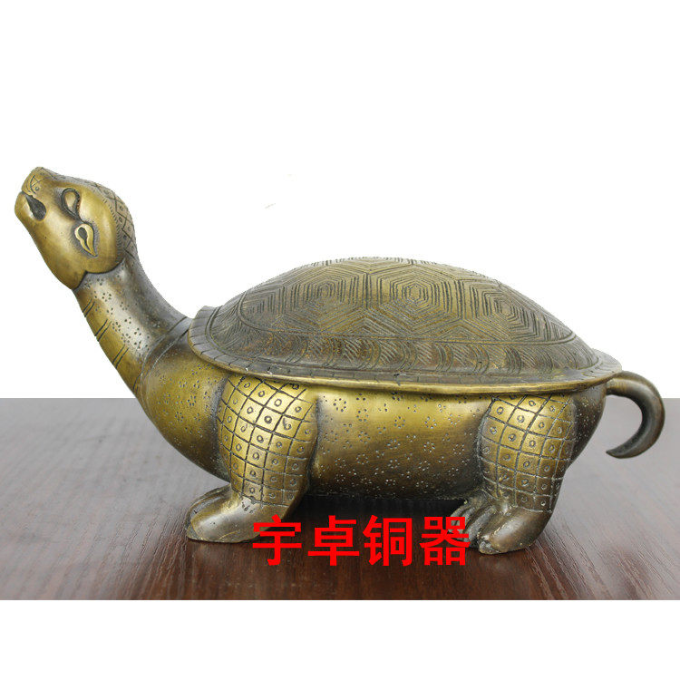 宇卓铜器纯铜开盖乌龟铜茶叶罐储物罐茶滤仿古法门寺家居装饰摆件