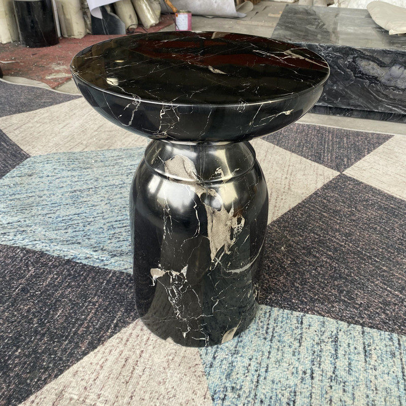 天然大理石家具圆柱形边几茶几角几北欧桌子软装雕塑底座花架订做