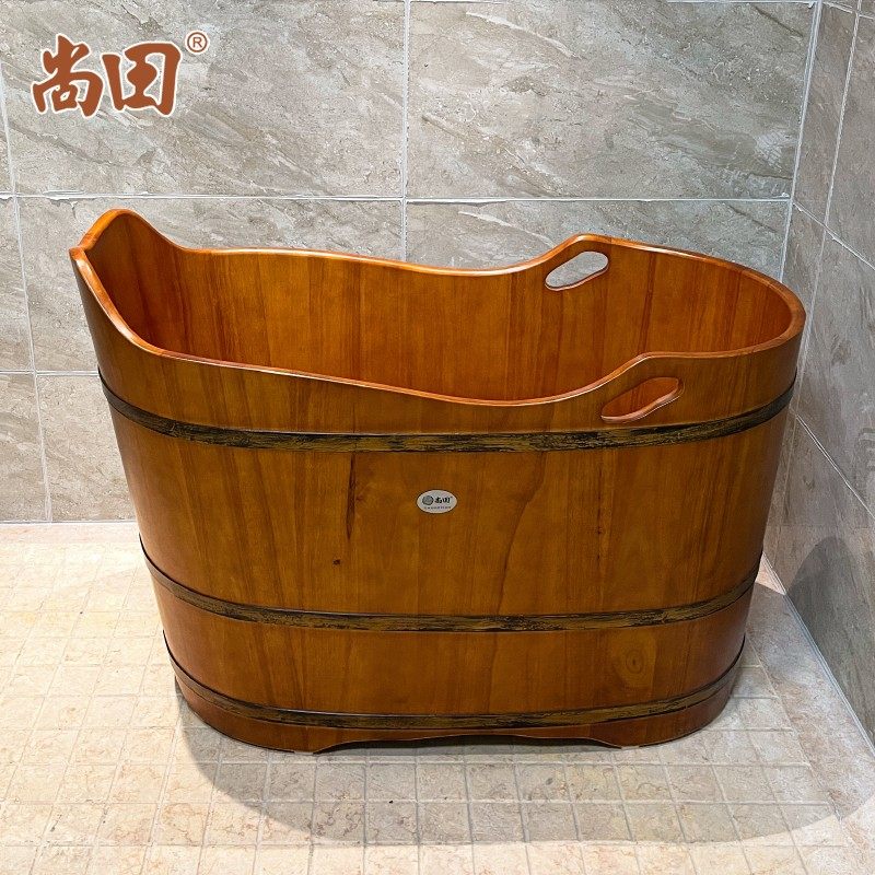 尚田1米2长大型泡澡木桶浴桶成人洗澡桶沐浴桶家用实木浴缸百合桶