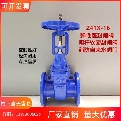 Z41X-16明杆闸阀 法兰软密封明杆闸阀 消防自来水阀门DN100DN150