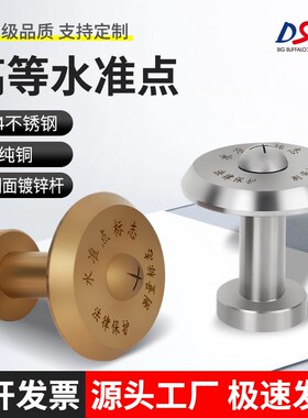 大水牛不锈钢高等水准点测量标志纯铜高程点GPS控制点沉降观测钉