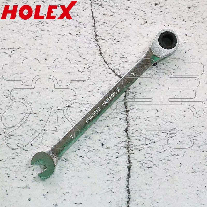 德国霍夫曼HOLEX  开口扳手 梅开棘轮扳手 带拨杆 15度 弯头 公制