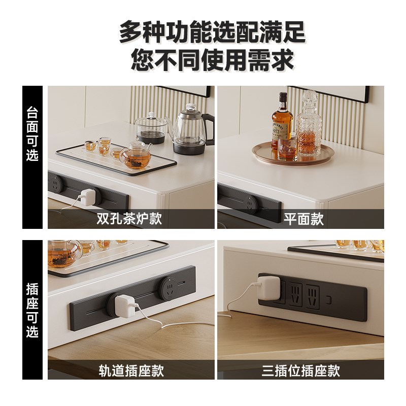 原木岛台餐桌一体式吧台家用可伸缩饭桌现代简约中岛台小户型茶台