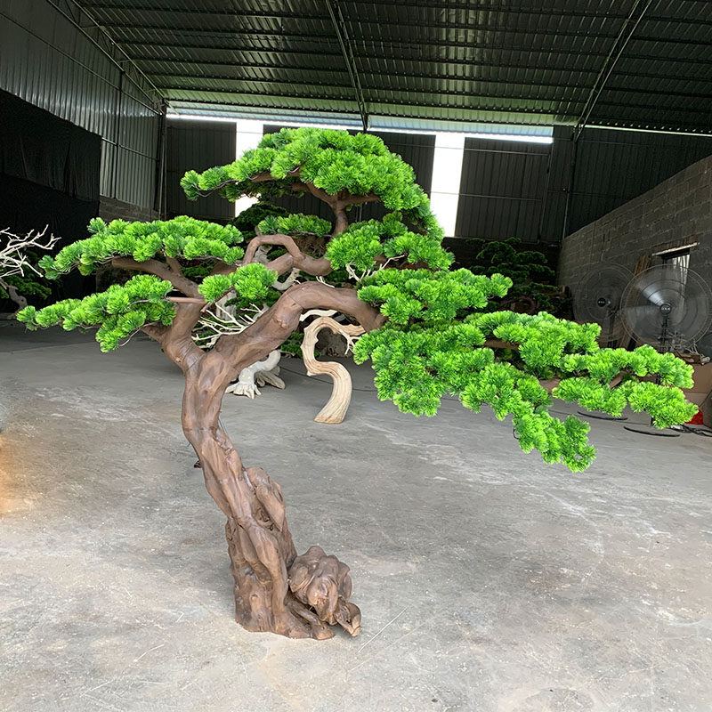 大型仿真松树木雕雪松马尾松中式会所展厅装饰软装迎客松摆件盆景
