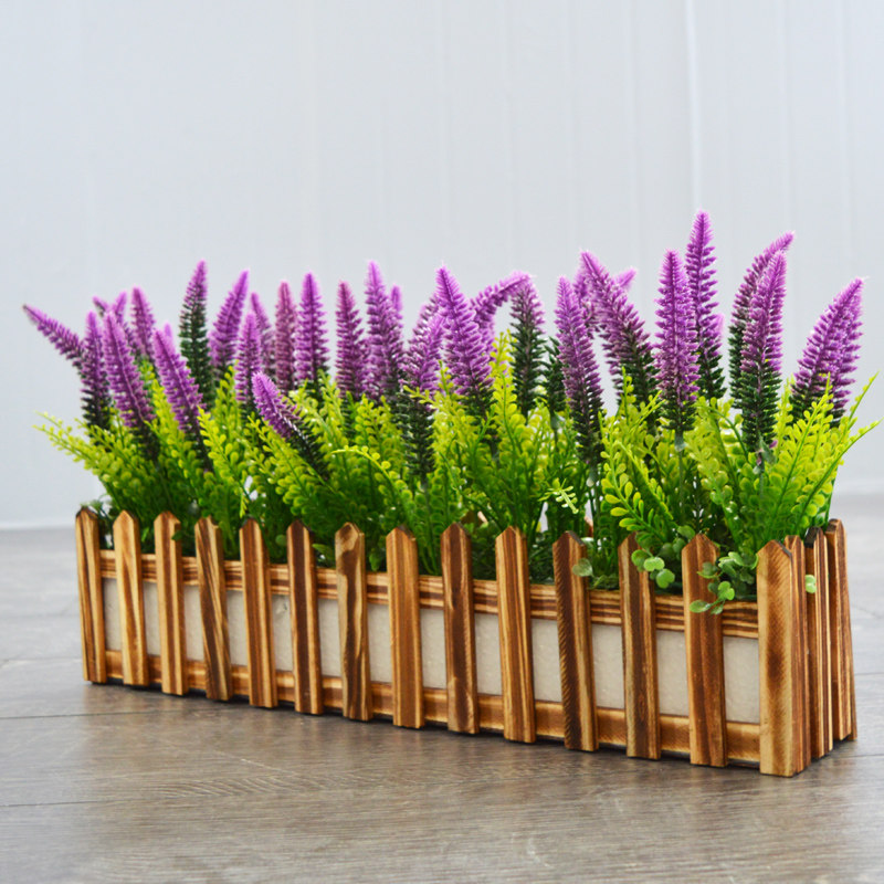 仿真绿植物假花草塑料插花束栅栏花艺套装饰品客厅家居田园摆设件