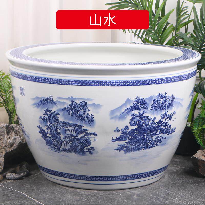 景德镇睡莲荷花盆缸花盆陶瓷特大号室外种树盆景大花盆庭院养鱼缸