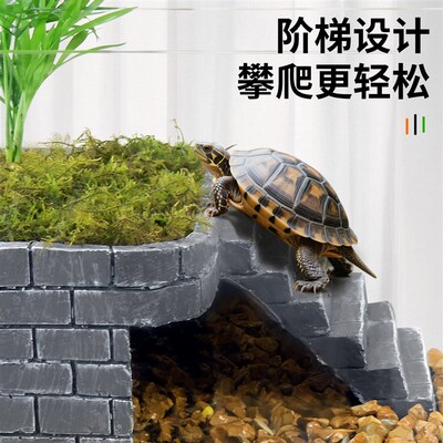 乌龟晒台躲避屋造景高水位养龟晒背爬台深水歇脚台龟洞晒背栖息台