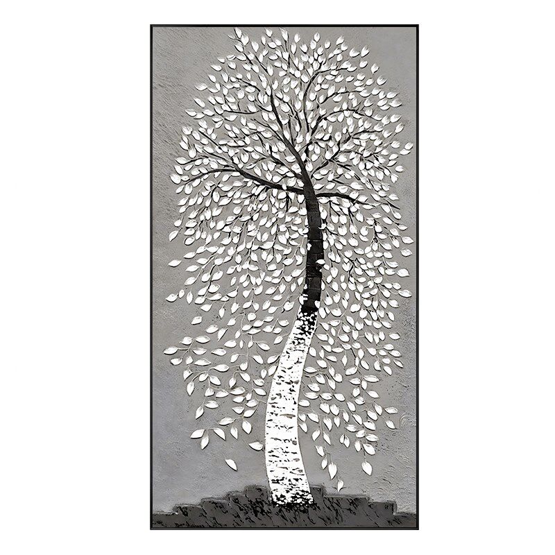 2024新款现代简约发财树入户玄关装饰画轻奢正对门挂画寓意好壁画