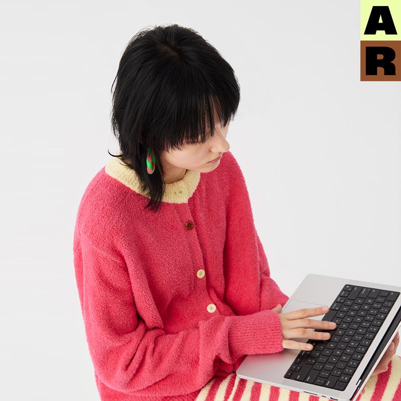 【章若楠同款】AR半边绒家居服套装可外穿女宽松开衫冬保暖睡衣冬