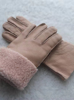 反季清仓真皮毛一体手套女冬加绒加厚羊皮真皮女手套保暖拍一发2