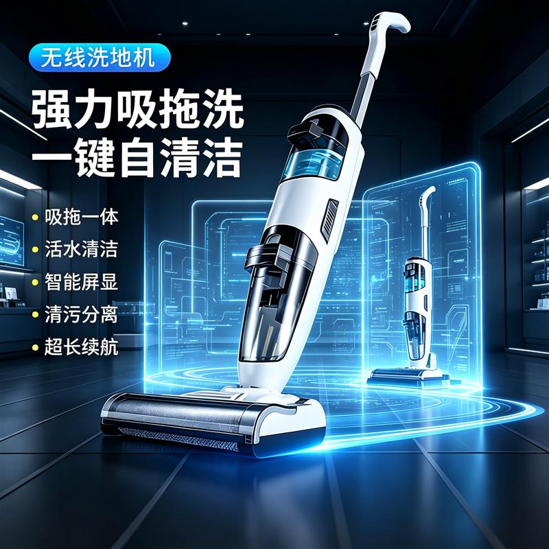 家用无线智能洗地机全自动自清洁大吸力扫地拖地吸尘三合一洗地机