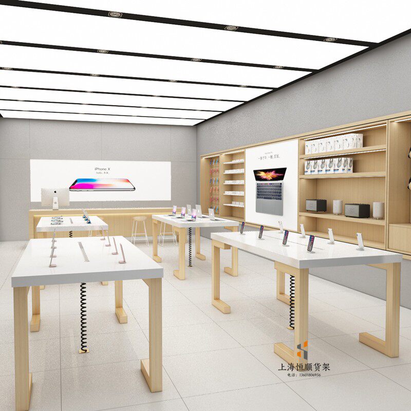 化妆品中岛台手机配件展示架体验桌台烤漆展示桌电脑展示柜台定做