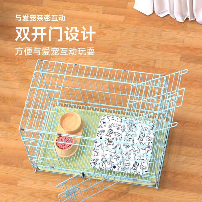 加粗折叠狗笼宠物笼子中小型犬泰迪萨摩耶防锈带厕所家用猫兔笼