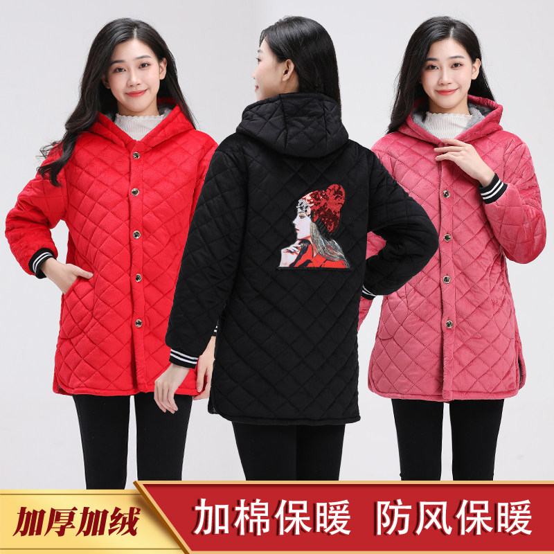 冬季新款加绒加厚女士罩衣保暖工作服时尚棉衣外套小个子韩版围裙