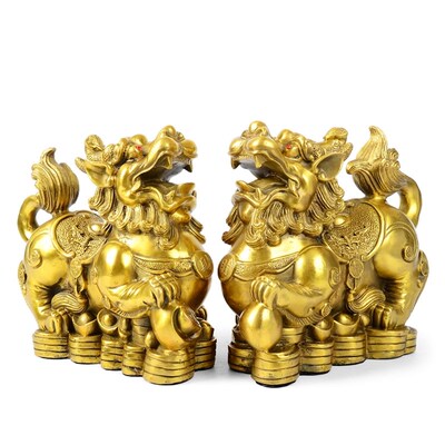 纯铜招财貔貅摆件一对客厅风水家居家装饰品皮休工艺品乔迁礼品