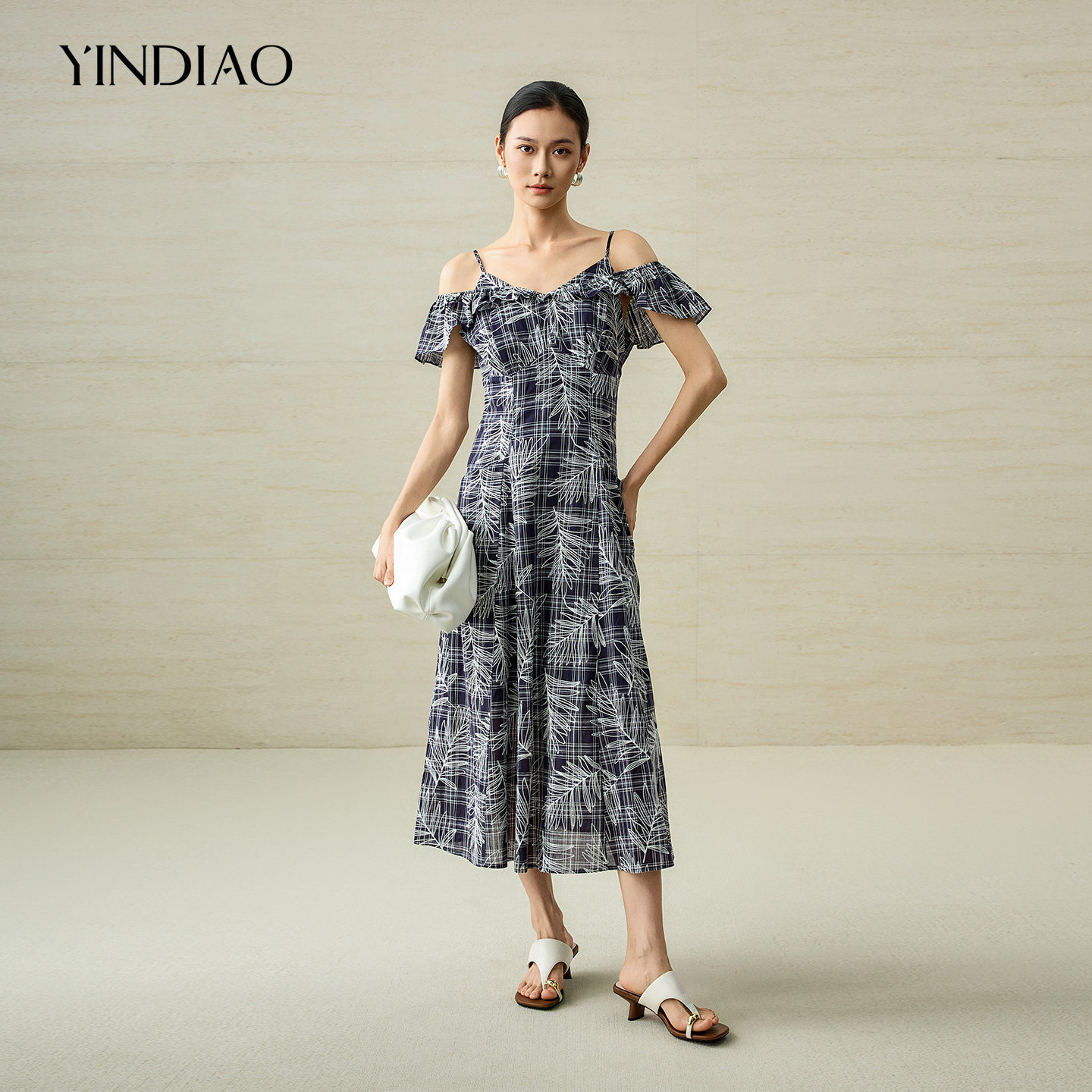 YINDIAO引调荷叶边连衣裙