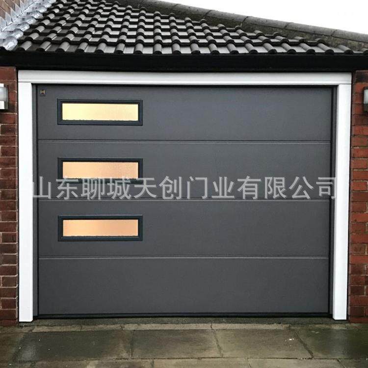 天创品牌欧式保温车库门铝板静音升降开启全透视智能车库门防风