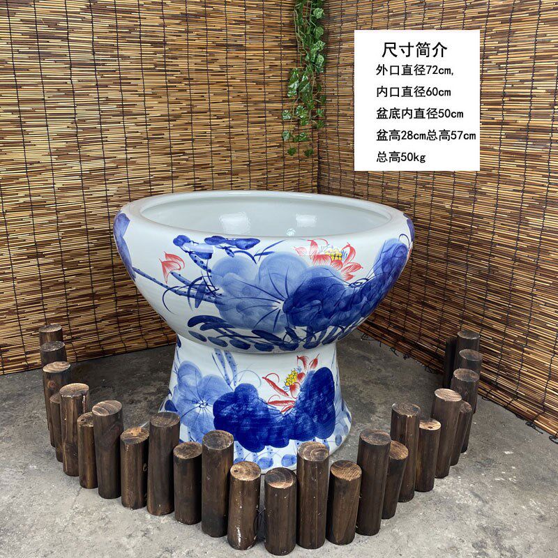 大口径陶瓷鱼缸大型乌龟缸荷花睡莲盆缸公司庭院摆件直径1米1.2米