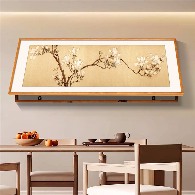 白玉兰图电表箱装饰画实木超大尺寸新中式客厅遮挡配电箱电闸挂画
