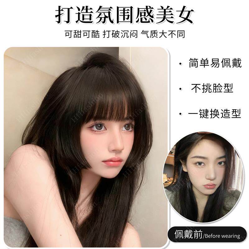 漫感公主切刘海假发女片头顶补发蓬松高颅顶自然前额齐刘海假发片