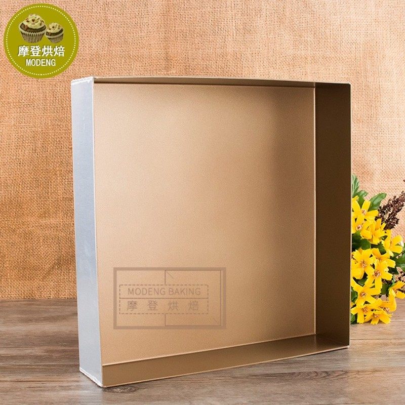 三能模具定制不沾6cm加高折边升级深烤盘26*26*6正方直角古早金盘