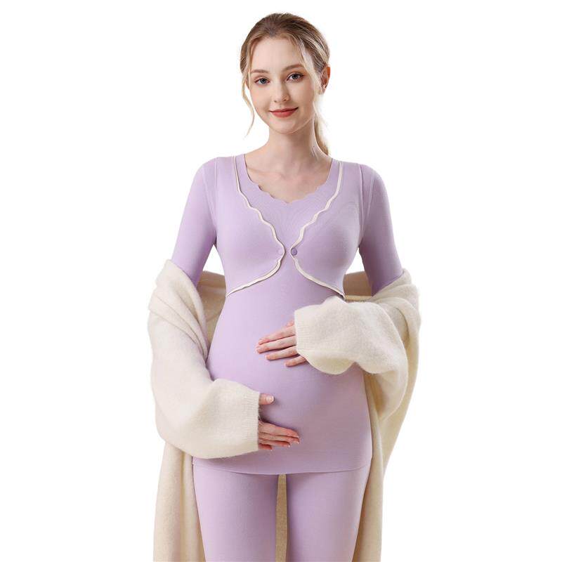 免穿文胸哺乳秋衣上衣单件秋冬季德绒孕妇保暖内衣产后月子服喂奶
