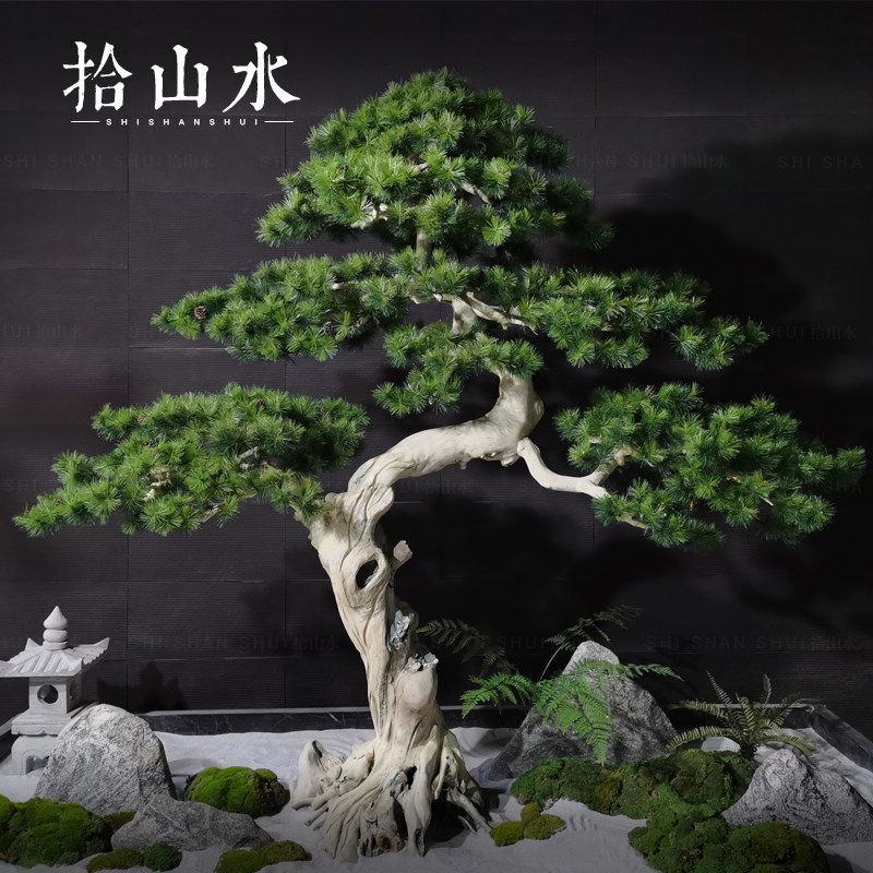 大型仿真迎客松罗汉松新中式造景装饰假松树盆景美人松景观摆件