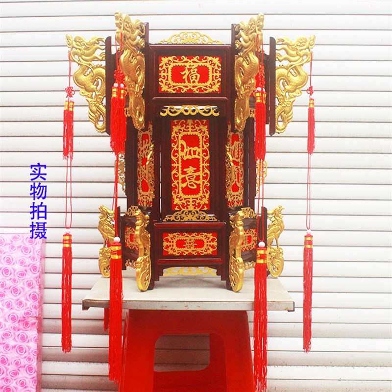包邮东阳木雕豪华金色实木六角仿古宫灯笼中式木质红木色阳台乔迁