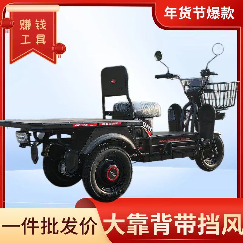 农用新款载重王电动三轮车载货快餐拉客快递爬坡王家用送货车