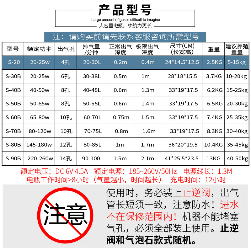 赛尔力霸增氧机大功率养鱼增氧泵卖鱼充电打氧机鱼缸充氧泵氧气泵