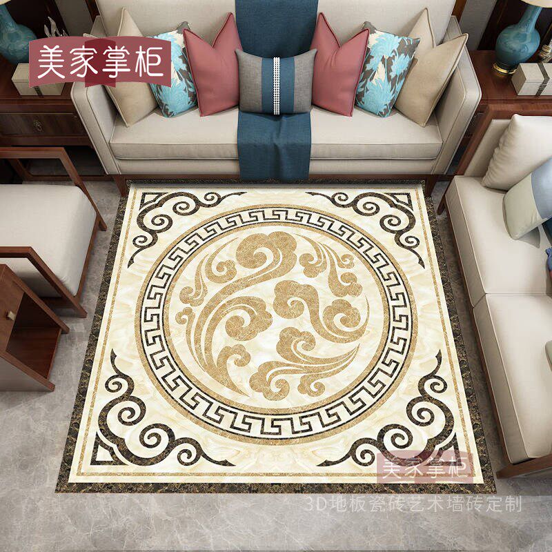 定制图案地板砖800x800客厅艺术拼花瓷砖入户玄关微晶石地砖防滑