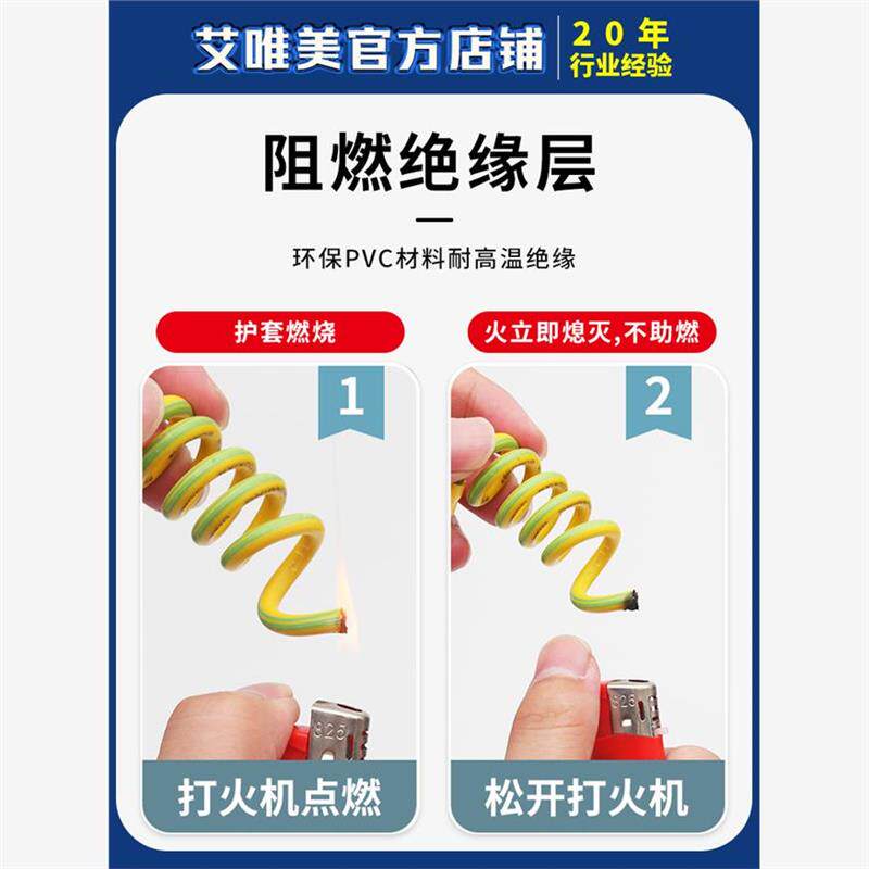 纯铜BVR黄绿双色弹簧螺旋伸缩绕圈卷式弹弓接接地线 线桥架跨接连