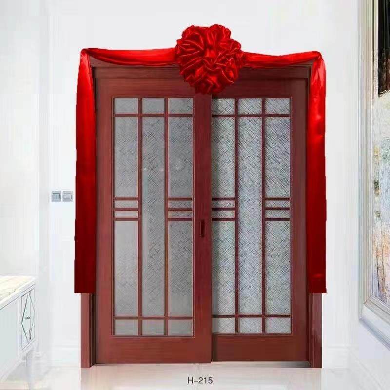 拦门花球结婚大红红绸锻布红绣球新房乔迁入伙挂红喜庆大红布头花