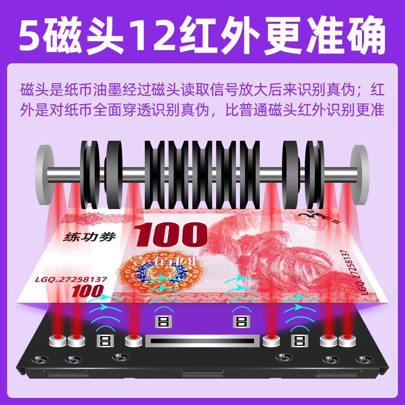 2025新款点钞机小型可携式充电验钞机商用家用银行专用B类数钱机