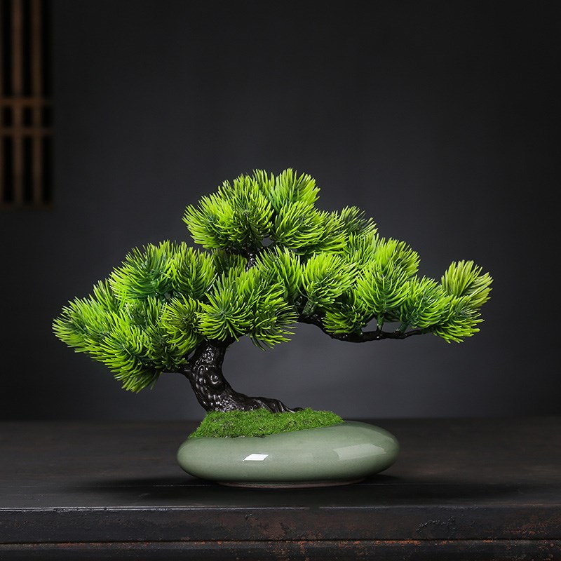 仿真绿植迎客松盆景摆件假树松发财树小盆栽植物室内装饰桌面点缀