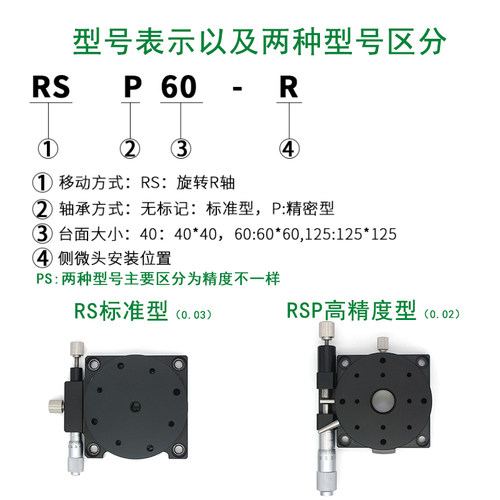 R轴旋转滑台手动调整位移平台360微调角度分度盘RS60/40/90/125