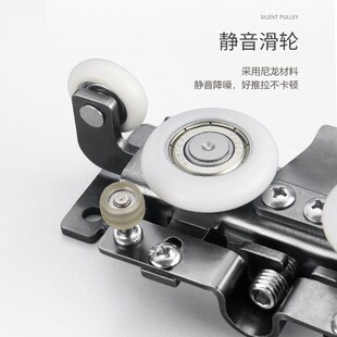 幽灵门无轨道悬浮对开推拉移门五金配件木门侧挂吊滑隐形缓冲导轨