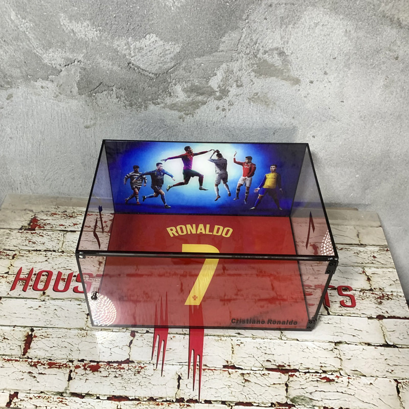 C罗球鞋收纳盒亚克力展示盒收藏展示柜图案可定制高端礼盒生日礼