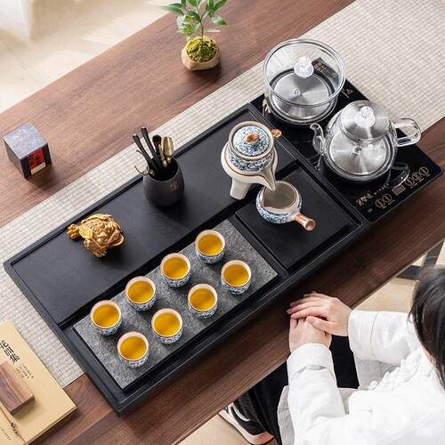 2026新款乌金石茶盘茶具套组办公家用客厅自动烧水壶石头茶台全套