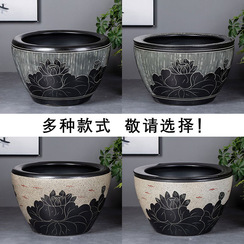 景德镇陶瓷花盆睡莲缸碗莲盆荷花盆盆栽盆特大号庭院阳台水缸摆件