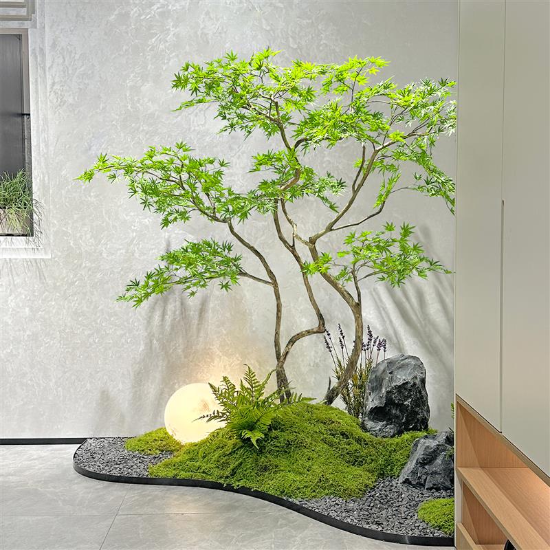 大型假树造景彷真枫叶树植物造景室内楼梯口装饰橱窗彷生绿植轻奢