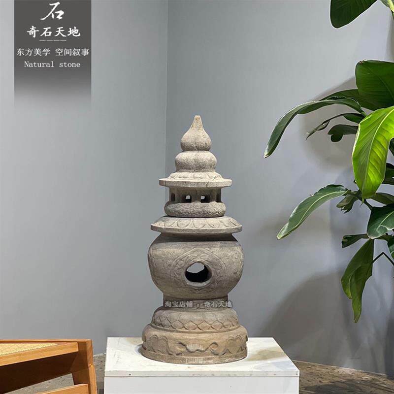 三潭印月西湖石灯石雕石灯笼青石塔仿古太阳能灯庭院花园寺院摆件