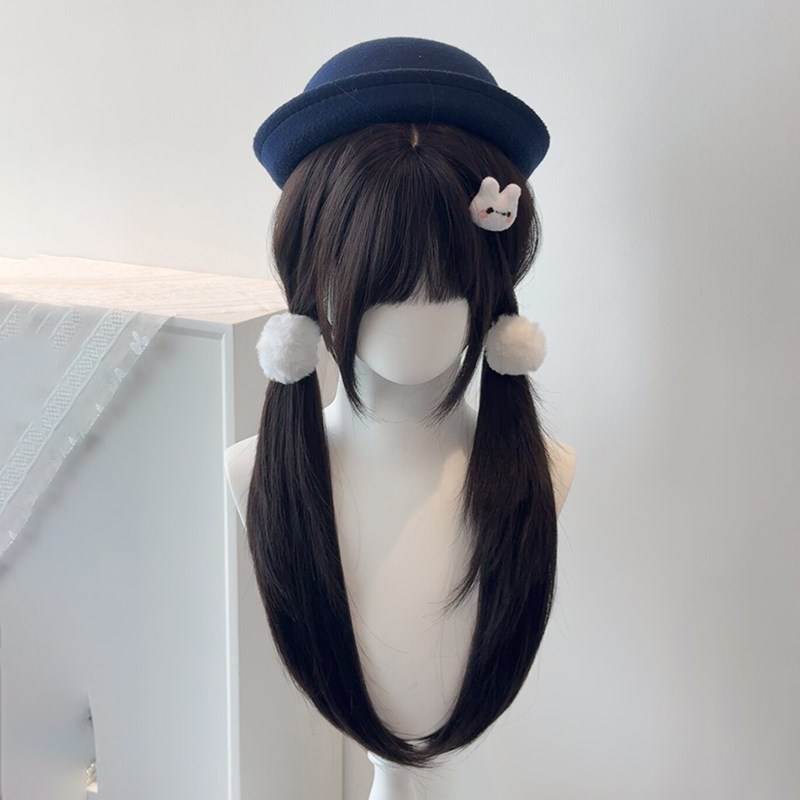洋娃娃【艾丽卷卷】双马尾lolita假发全头套女黑长直日常短发发套