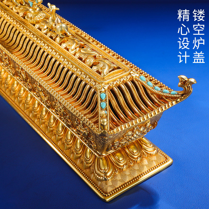 卧香炉纯铜藏式高档供佛家用室内熏香密宗摆件八吉祥檀香线香香炉