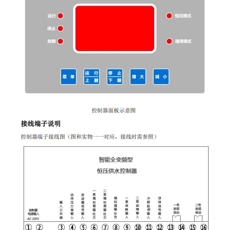 恒压供水控制器一拖二 2台全变频支持同时在线工作220v 中文液晶