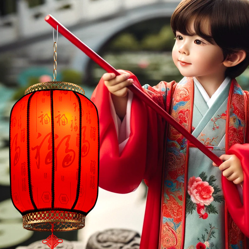 2024新款手提红灯笼中式汉服婚纱照道具灯笼幼儿舞蹈道具手提宫灯