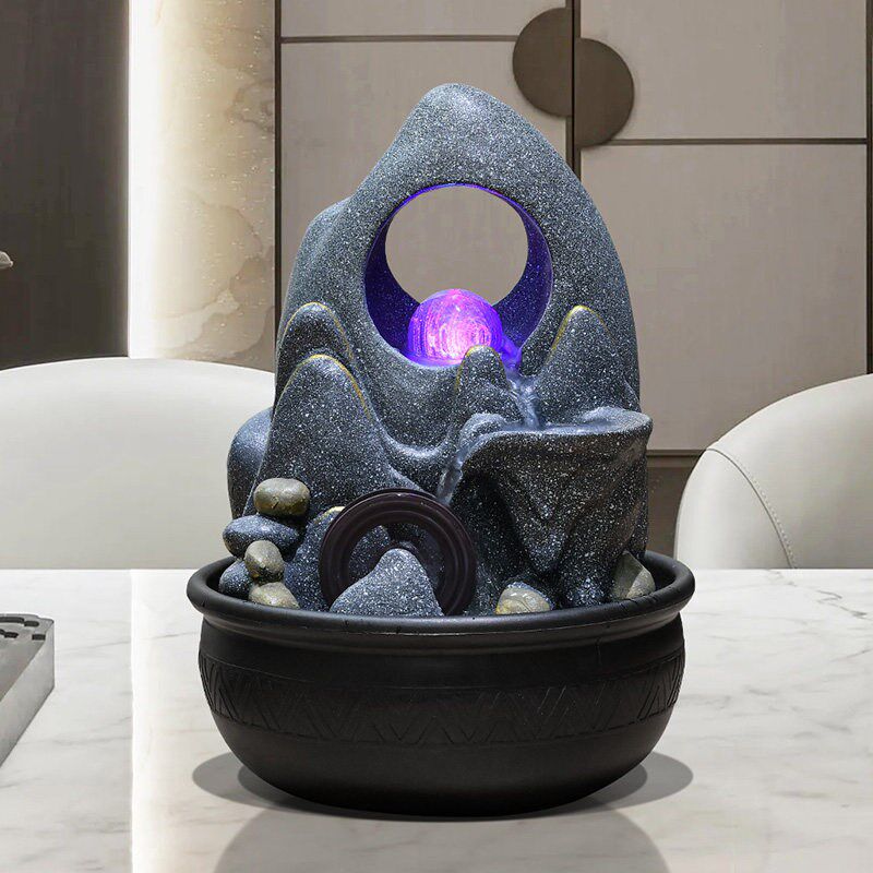 简约现代创意流水摆件客厅轻奢高档不插电循环水晶球风水轮装饰品